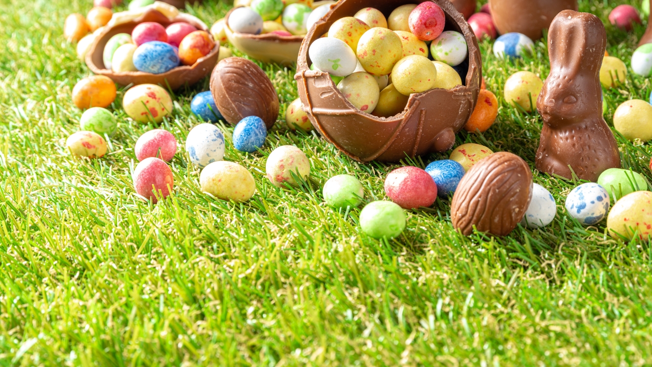 easter eggs and chocolate bunnies